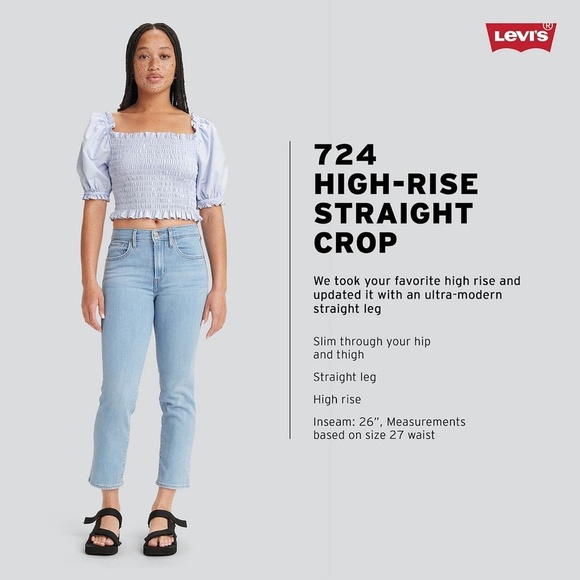 Levis 724 High rise Straight Crop Jeans Size 33 - Picture 2 of 6